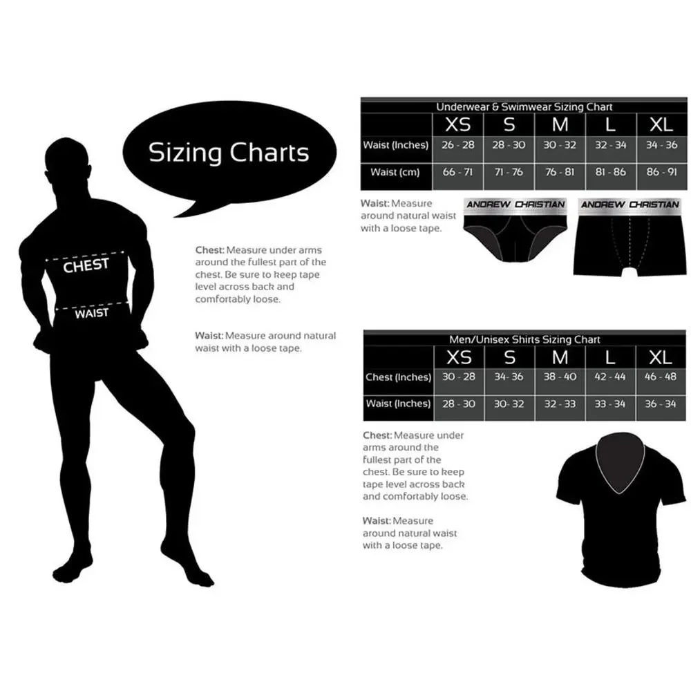 NEW Andrew Christian Savoy Ring Swim Bikini Black Size Large